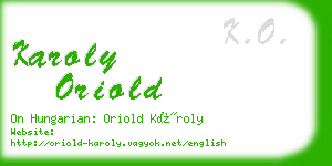 karoly oriold business card